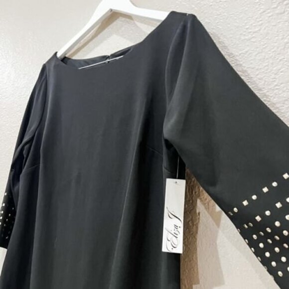 Eliza J Black Shift Dress with Gold Stud Embellishment size 12 cocktail dress - Picture 4 of 8